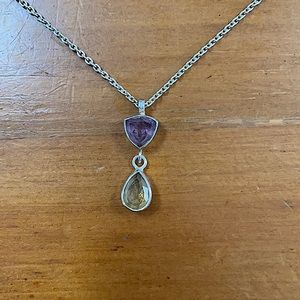 Citrine and Amethyst Sterling Silver Necklace